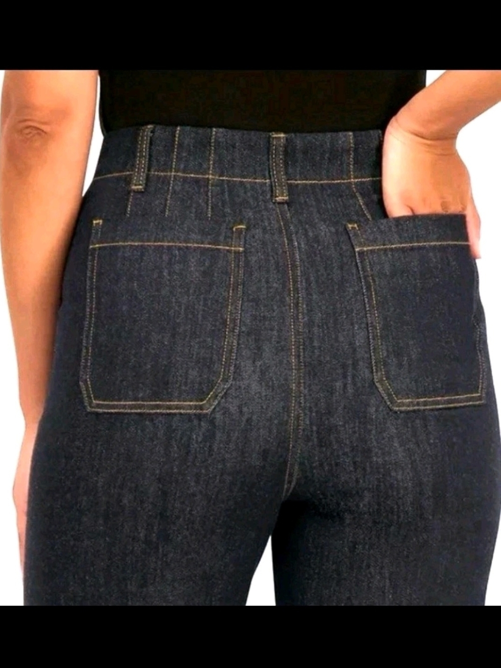 Vigoss Dark Indigo Wide-Leg Jeans with Front Patch Pockets - Picture 4 of 9